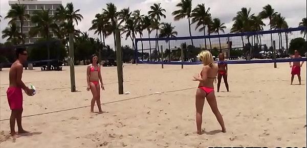  Teen chicks volleyball team fucked hard by a lucky guy
